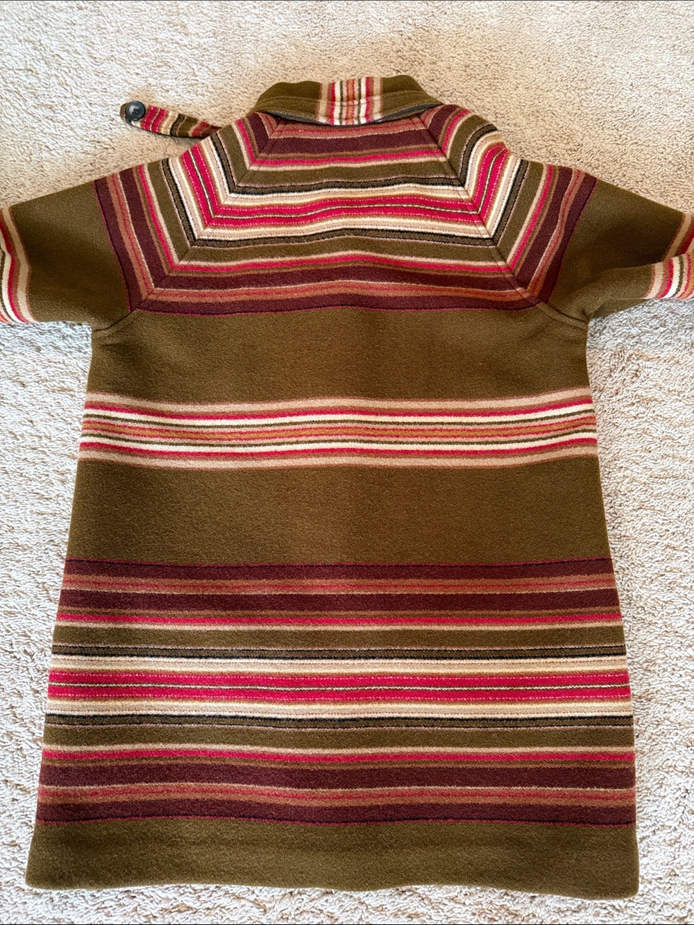 Pendleton Made in USA Brown Red Striped Virgin Wool Pea Coat size Small - Picture 14 of 16